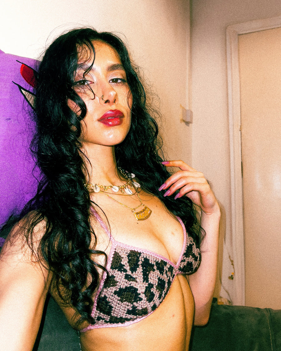 Leopard crochet bra