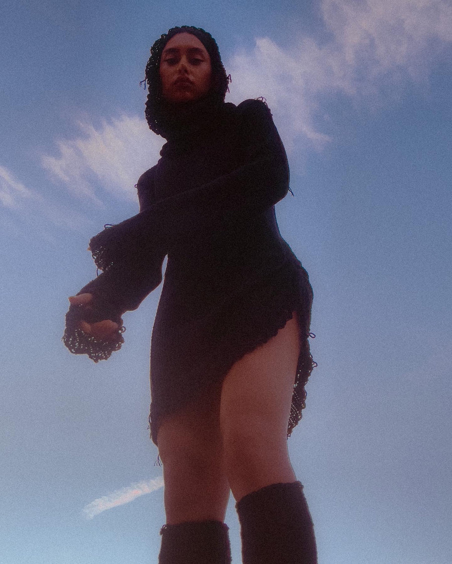 Snood Hood Mini Dress