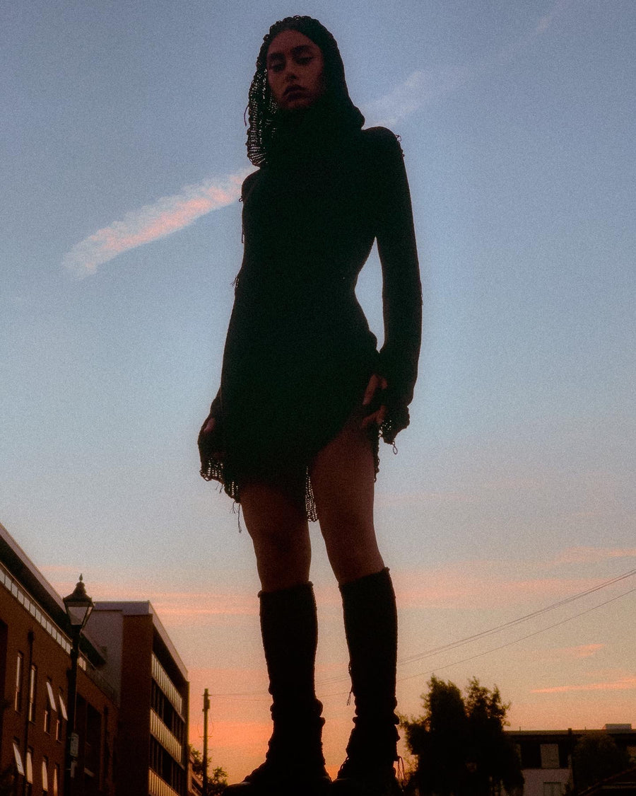 Snood Hood Mini Dress