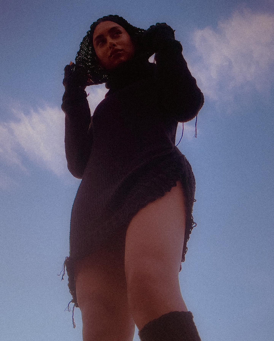 Snood Hood Mini Dress