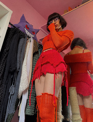 Orange thigh highs